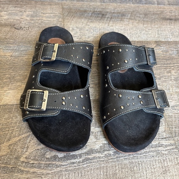 Freebird Black Leather Slide Sandals - Picture 2 of 5